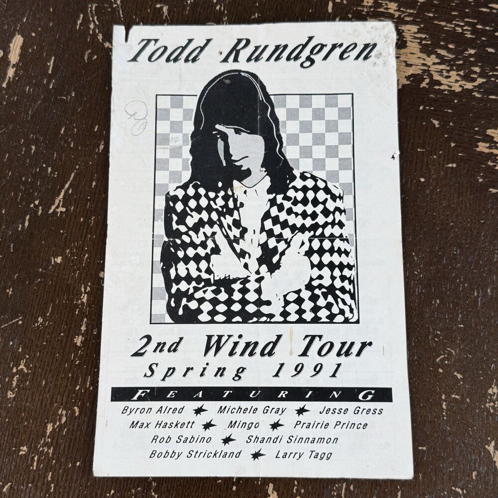 Todd Rundgren 1991 Concert Program Show Flyer 2nd Wind Tour Orpheum Minneapolis